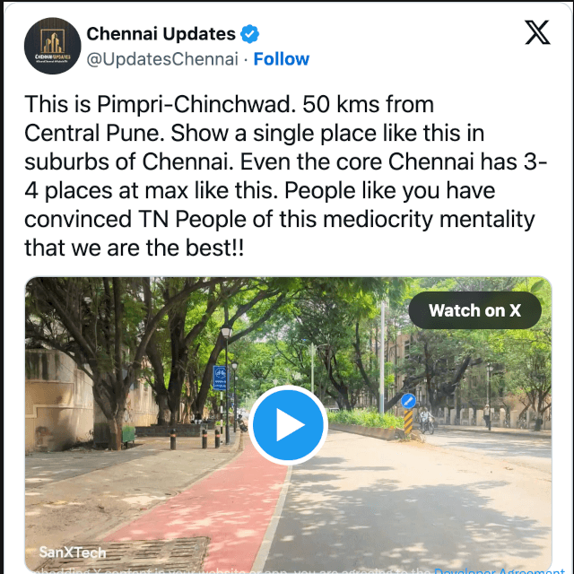 Watch the street-level video shared on X by UpdatesChennai